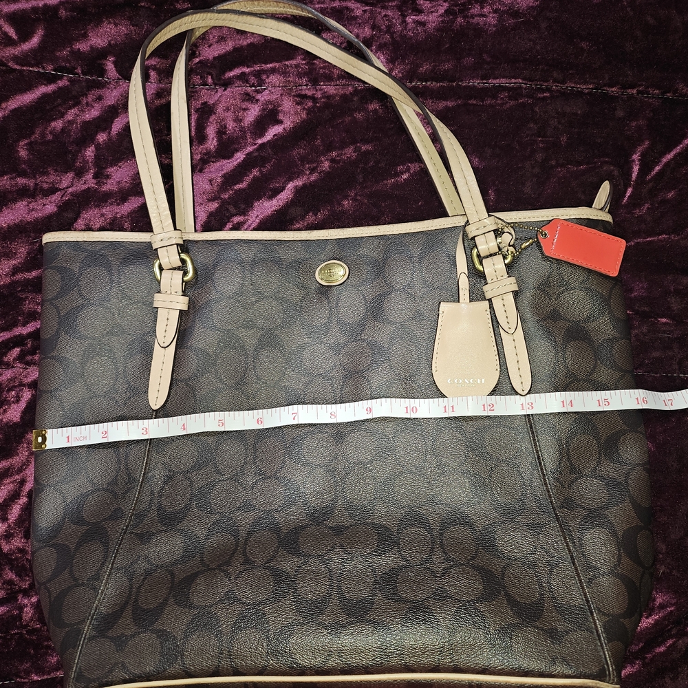 Coach Dark Brown and Tan Signature Tote